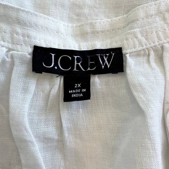 J.Crew Cabana Top Linen Shirt Breathable Date Vacation Trip Plus CI542 White 2X - Picture 15 of 16